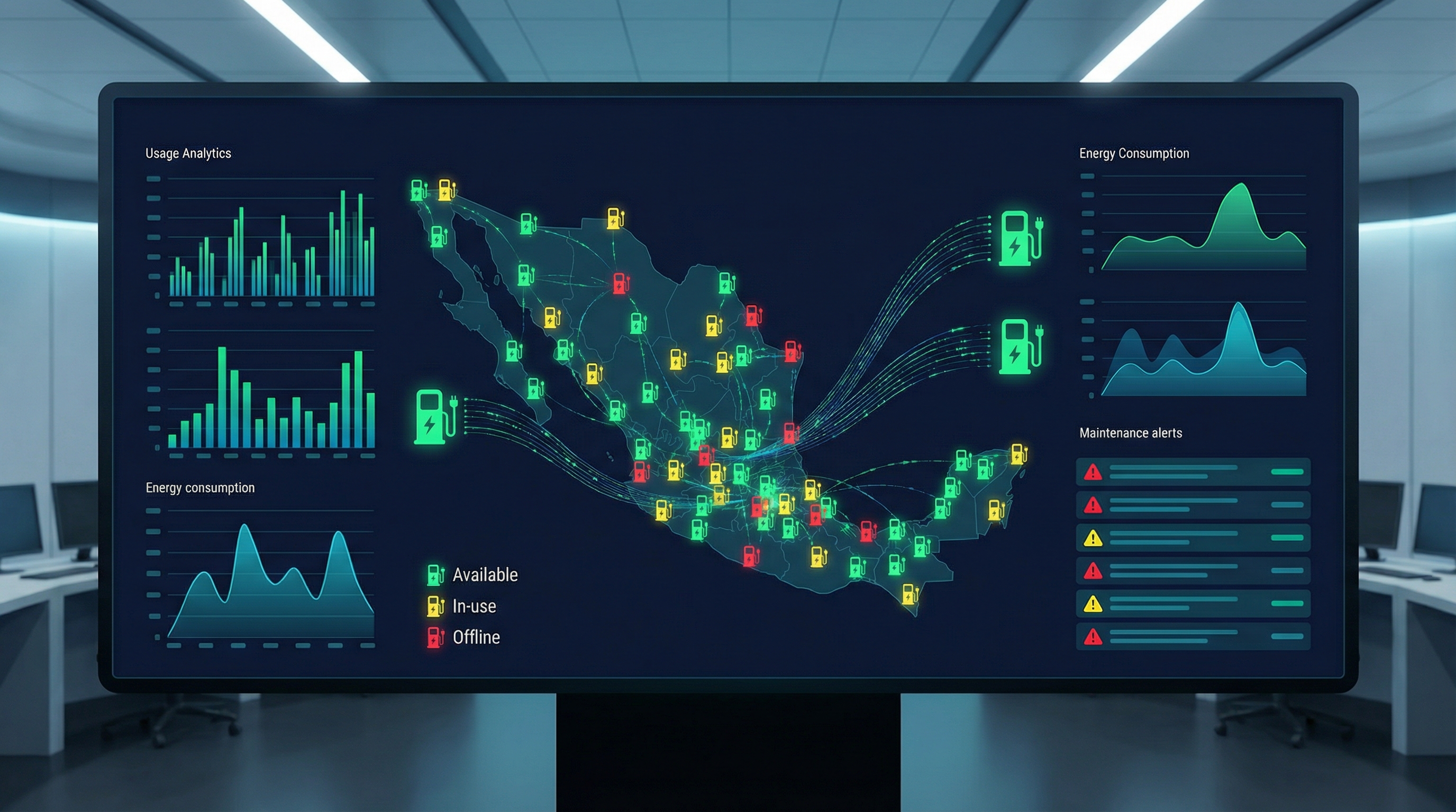 Dashboard de monitoreo de cargadores eléctricos