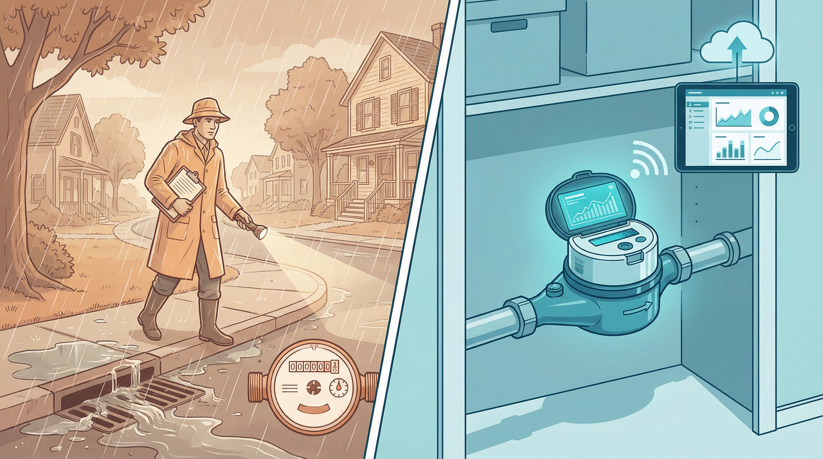 Comparación: lectura manual de medidores vs medición inteligente IoT