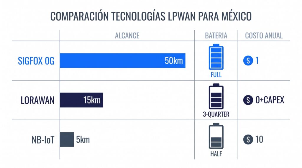 Comparación detallada Sigfox 0G LoRaWAN NB-IoT