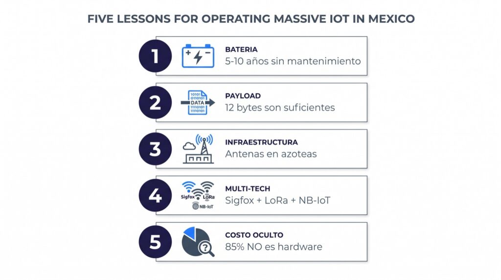 Cinco lecciones de operar IoT masivo en México