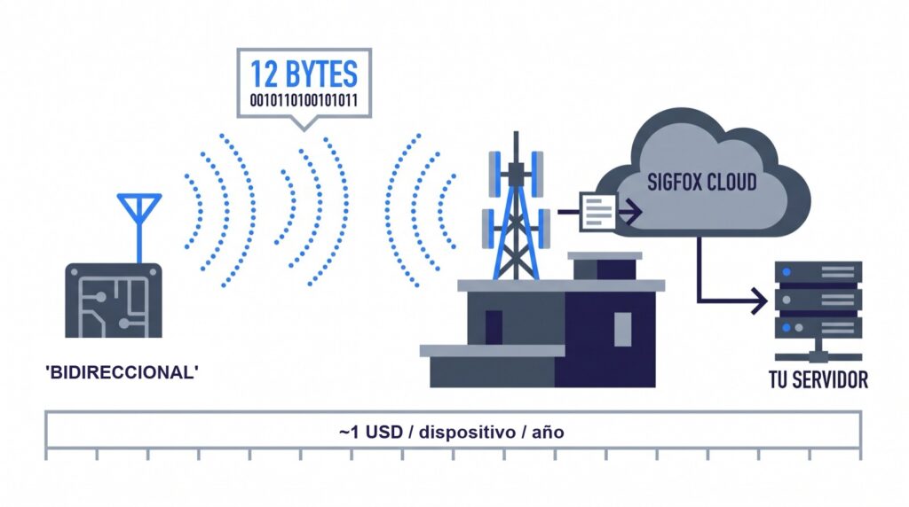 Cómo funciona la tecnología Sigfox 0G — comunicación bidireccional asimétrica con HMAC