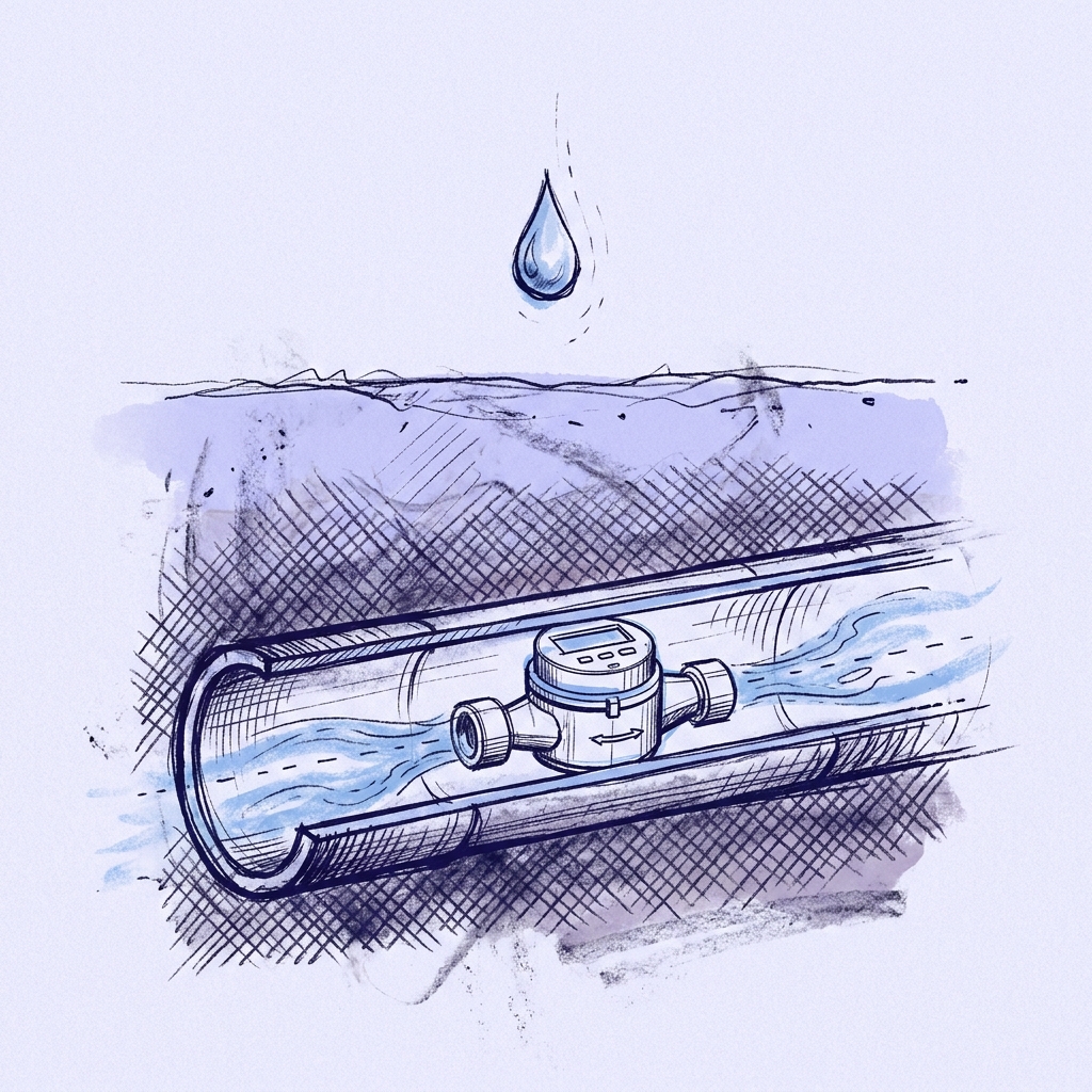 Tuberia con medidor de agua inteligente