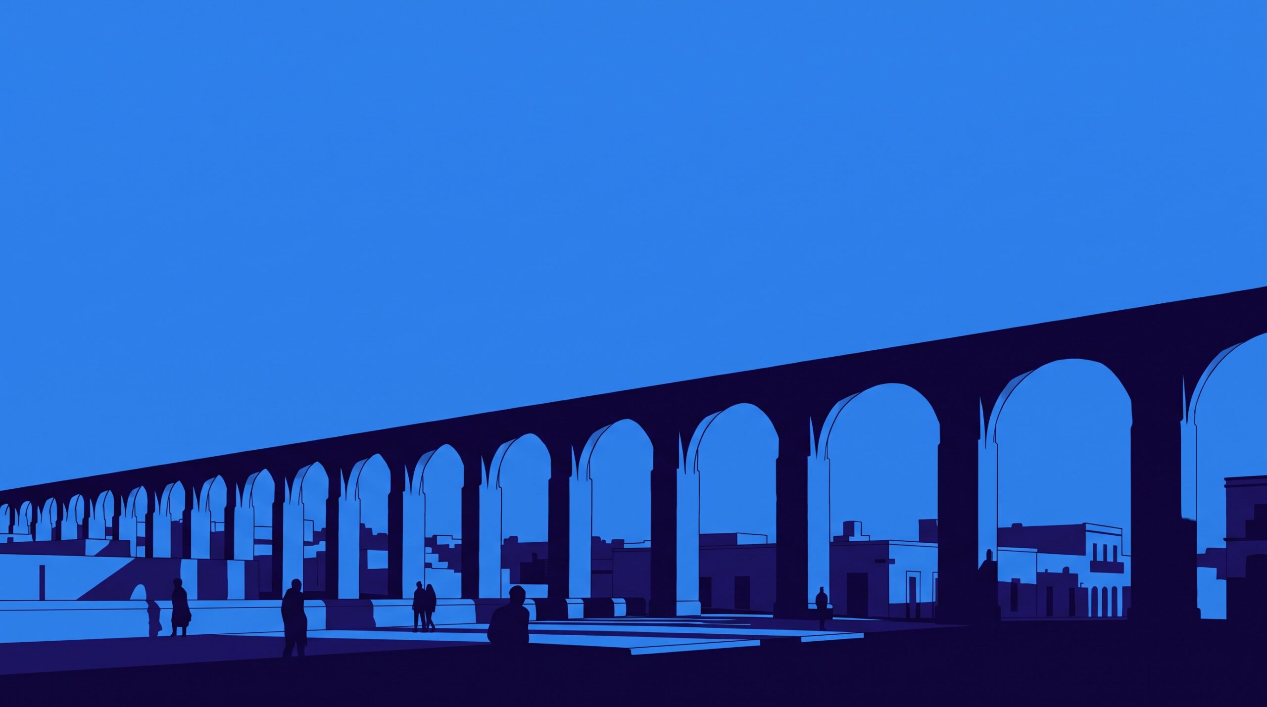 Los Arcos aqueduct en duotono — cobertura de la red 0G en Querétaro